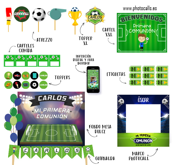 Kit para photocall de fútbol - 5 unidades por 1,50 €
